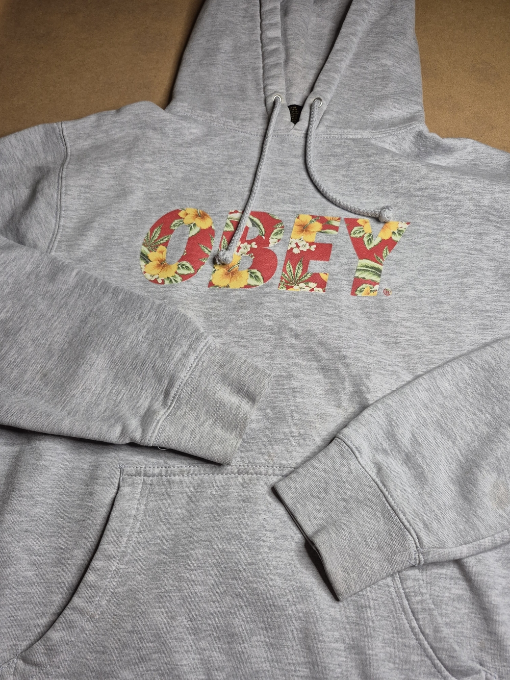 OBEY Grey Hoodie with Floral Logo 4231/4
